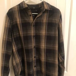 Prana black and tan button-down size small